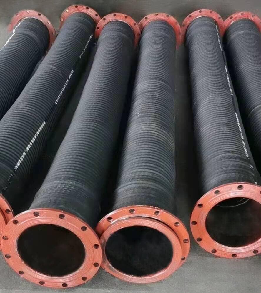 Large diameter rubber dredging hose with flanged ends for sand and slurry suction and discharge